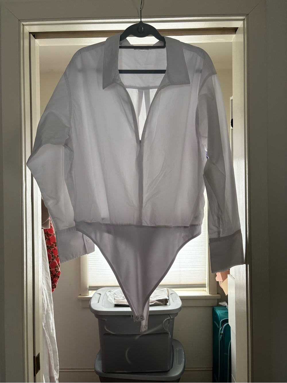 Good American White zip-Up Bodysuit